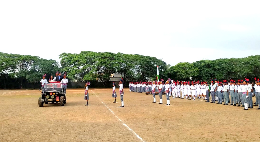 Inspection of the Parade by the Chief Guest  Hon. Advocate Shrinivas Vaykar