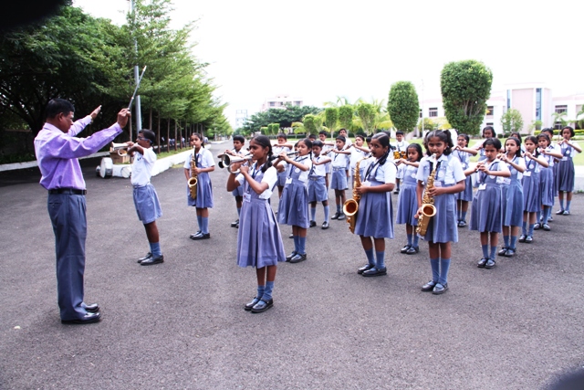 Retd.Subh. Major Rana training students in Brass Band