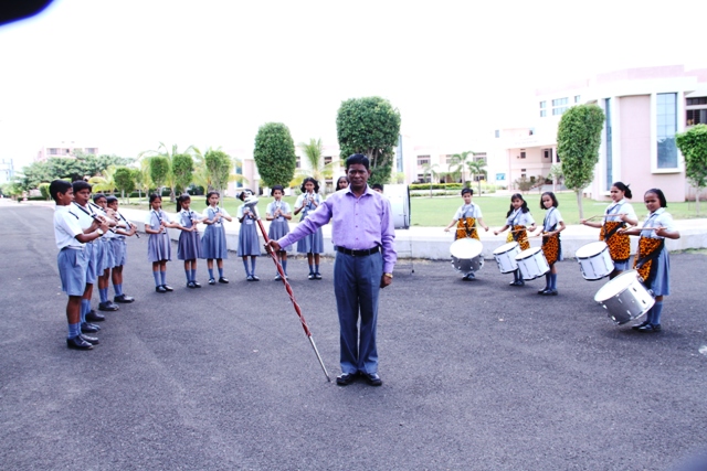 Retd.Subh. Major Rana training students in Brass Band