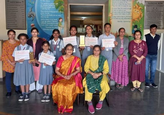  Vaibhavi Teke (IV) Aadya Thorat (V) Secured Second Position from Group 1 , Sanchita Sundechamutha & Shreshtha Kumbhar (IX) Secured First Position from group 3. 