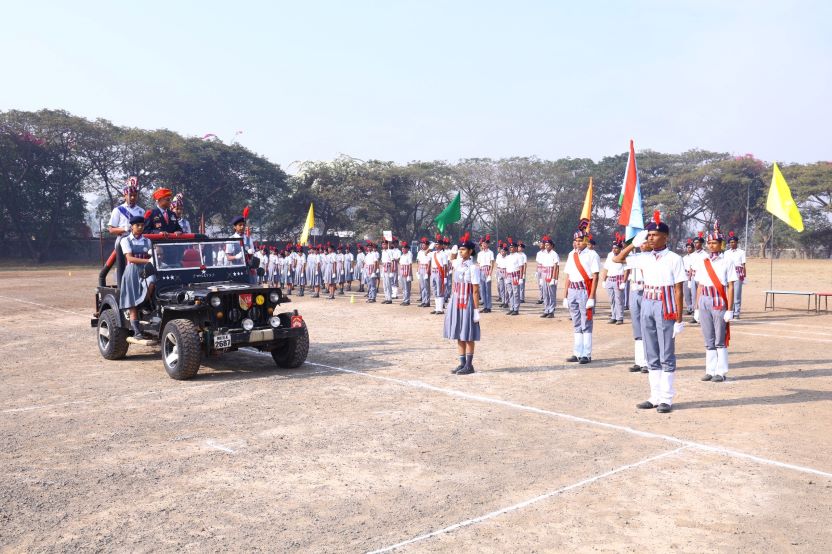  The Chief Guest inspecting the Parade.